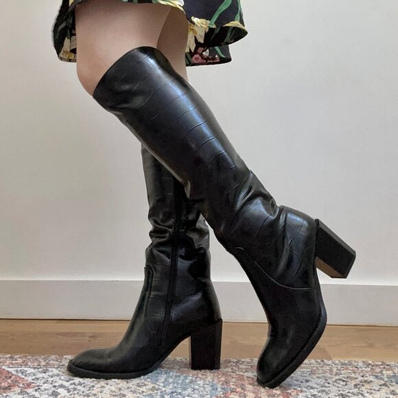 Black Knee-High Boots Size 8.5 (EU 39) - Picture 1 of 6